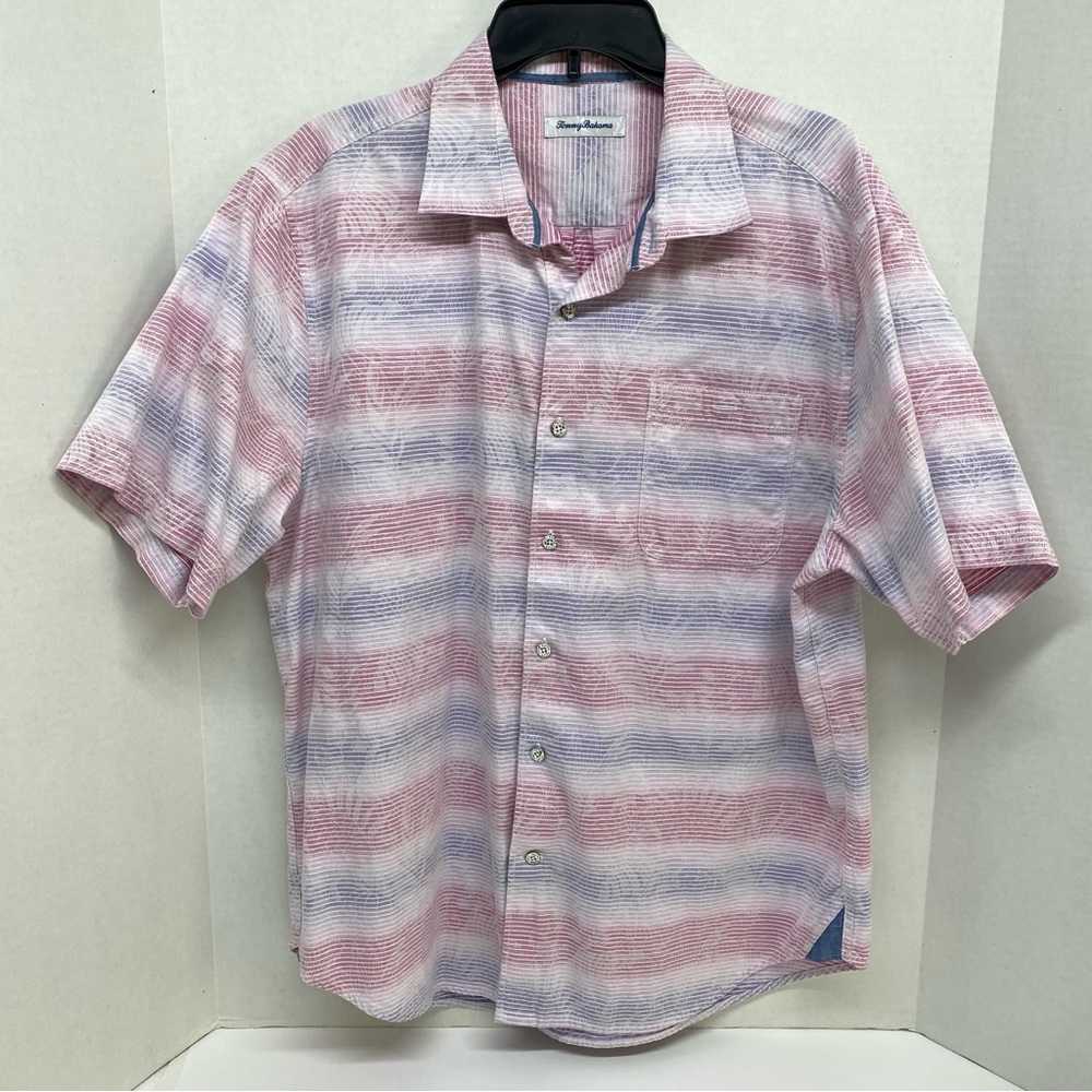 Tommy Bahama Sardinia Sea Camp Shirt Short Sleeve Size Large Chest Pocket Cotton